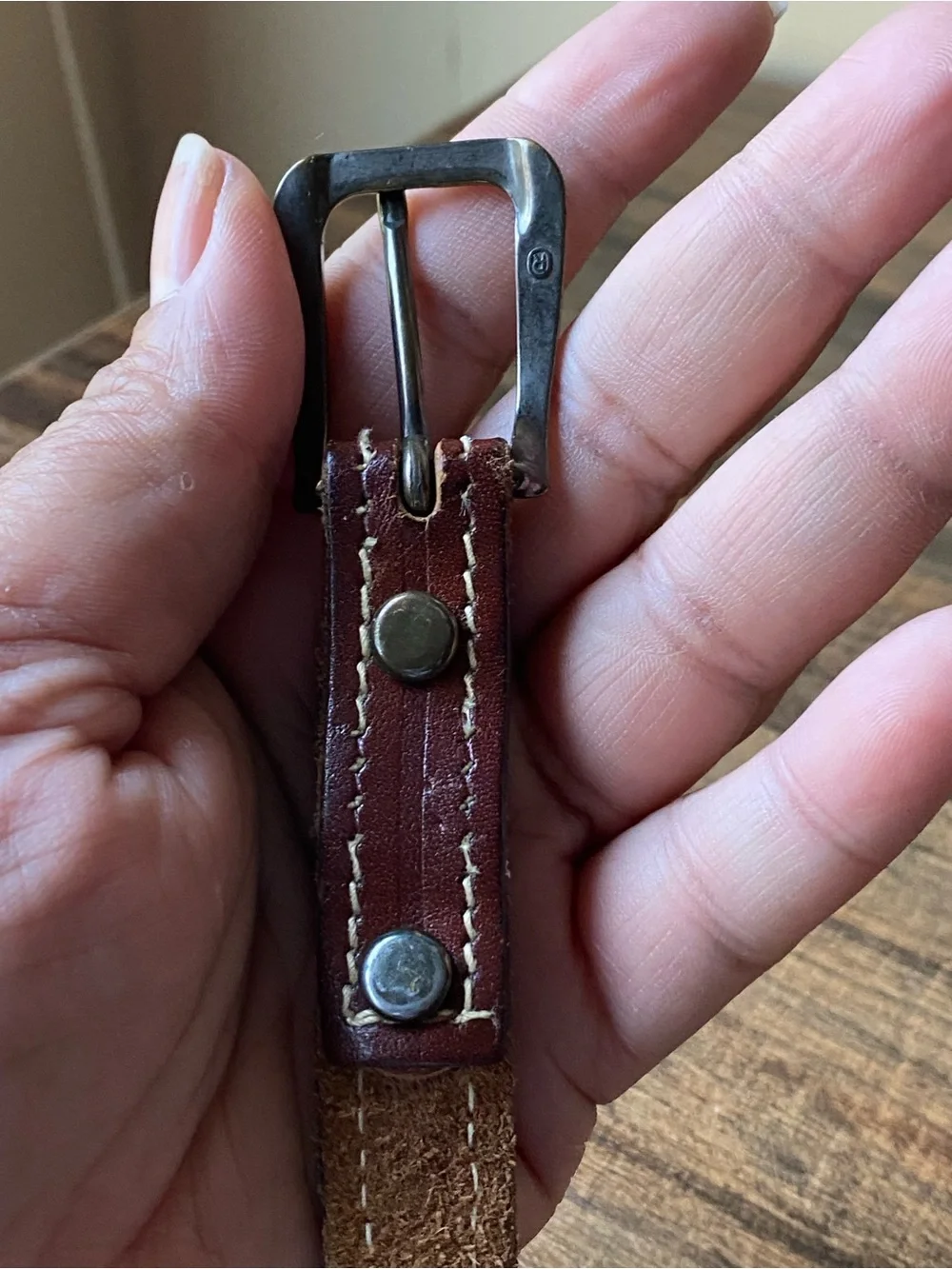 Vintage Levi Strauss & Co Leather Skinny Belt, 28”